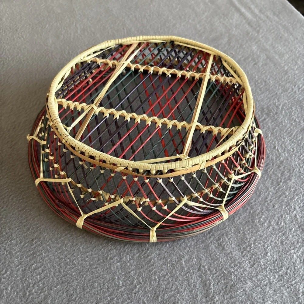Colorful Woven Table Bowl Wicker‎ Rattan Basket Centerpiece Multicolor